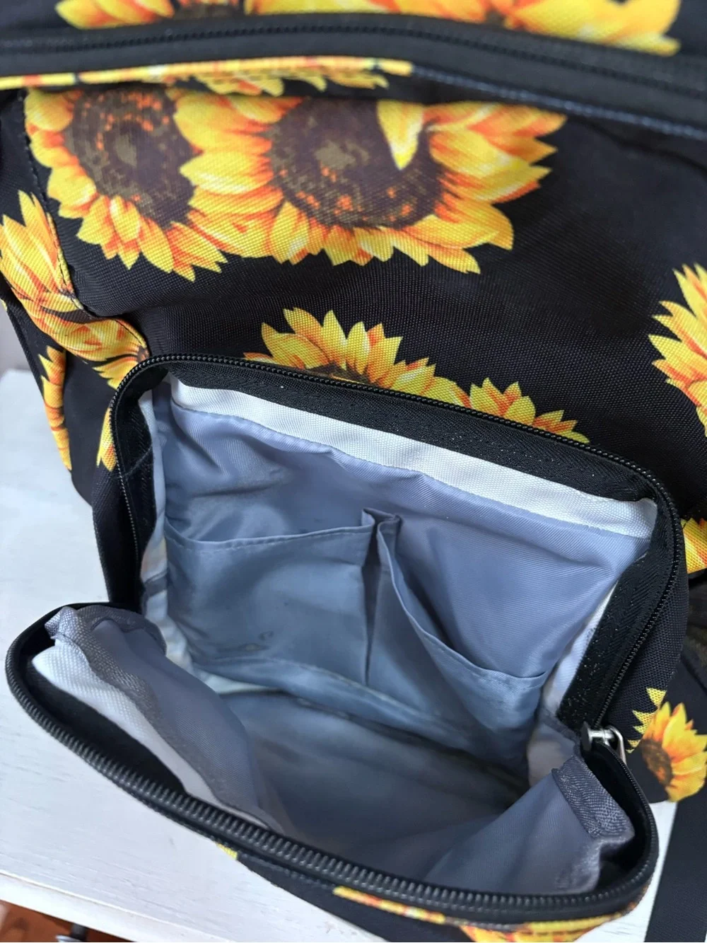 Abshoo Black Kids Backpack with Sunflower Print